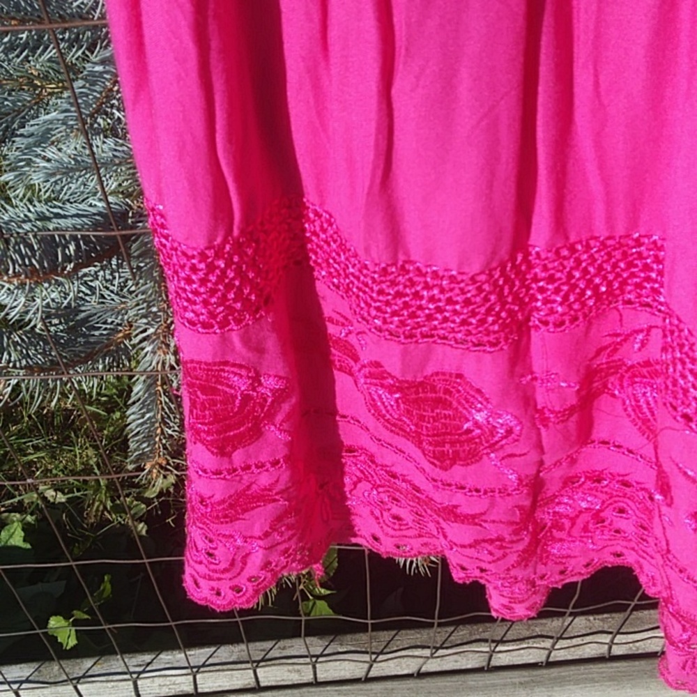 Embroidered Elastic Stretch Waist Skirt / Dress, One Size Fits Most - Picture 10 of 12